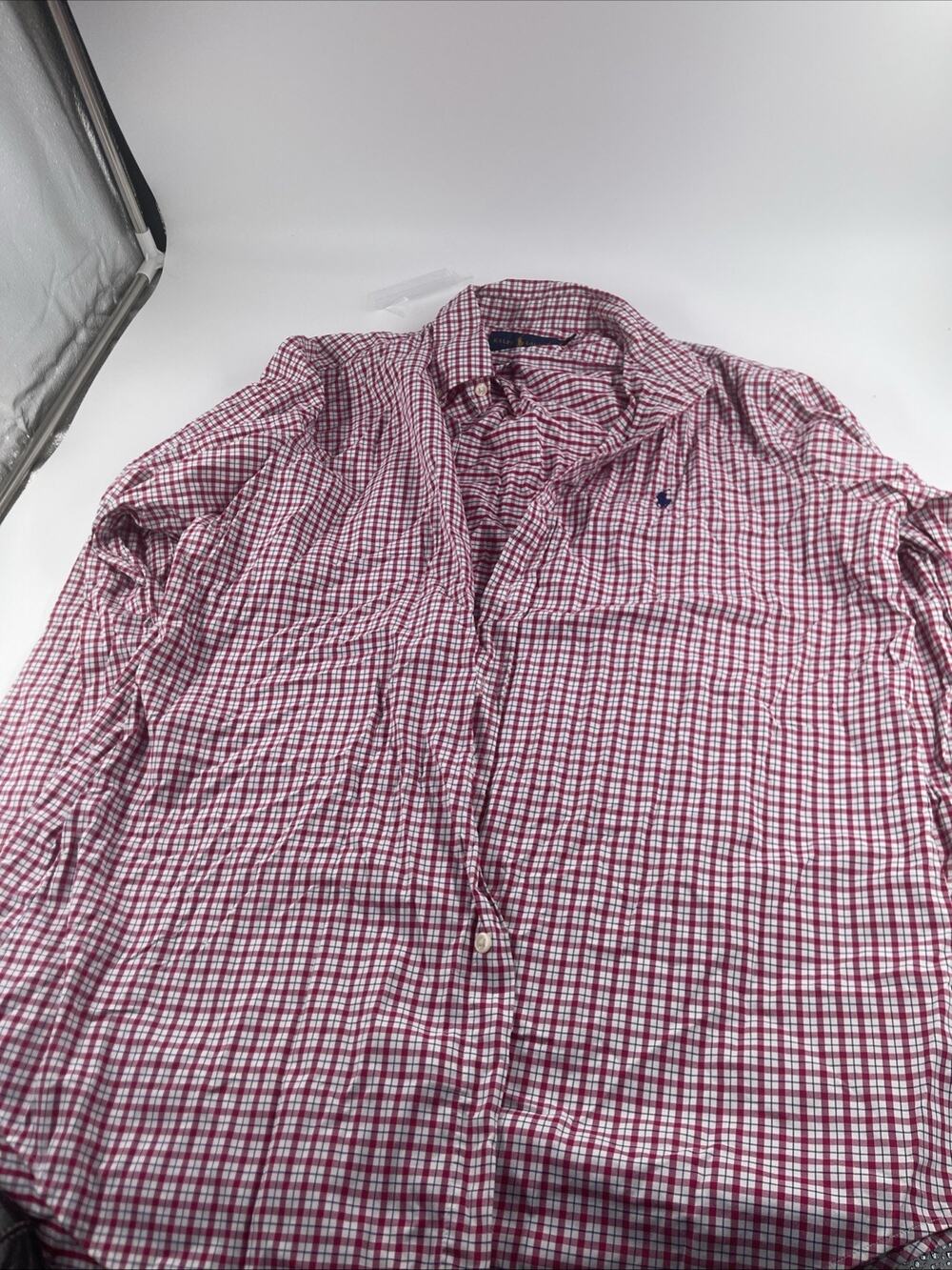 Polo Ralph Lauren Shirt Mens Large Red Check Button Up Sport Preppy Casual